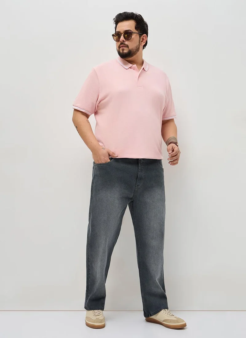 Urbano Fashion  Urbano Plus Men's Dark Grey Straight Fit Washed Denim Jeans Stretchable for Men | Best Price UAE